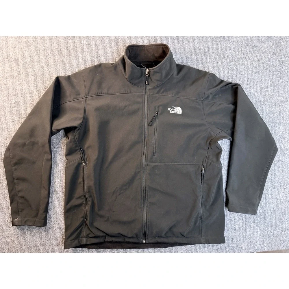 The North Face Apex Bionic Softshell Jacket Mens XL Black Fleece Lined Full Zip